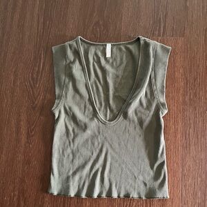 FP Movement Olive Green Sleeveless Ribbed Top